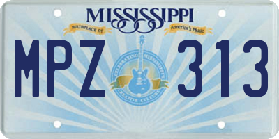 MS license plate MPZ313