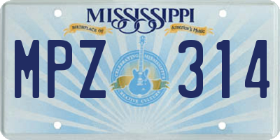 MS license plate MPZ314