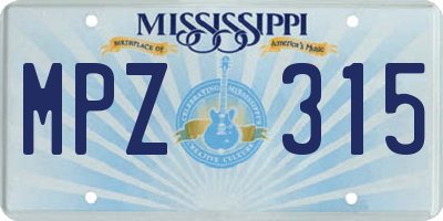 MS license plate MPZ315