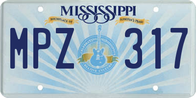 MS license plate MPZ317