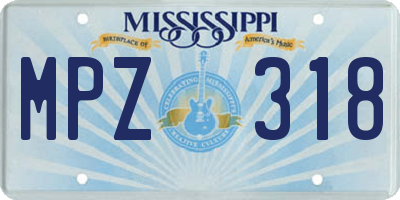 MS license plate MPZ318