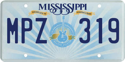 MS license plate MPZ319