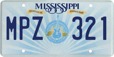 MS license plate MPZ321