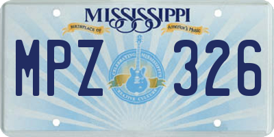 MS license plate MPZ326