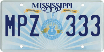 MS license plate MPZ333