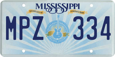 MS license plate MPZ334
