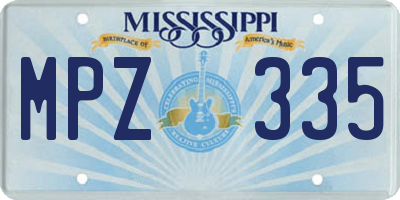 MS license plate MPZ335