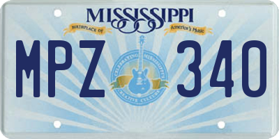 MS license plate MPZ340