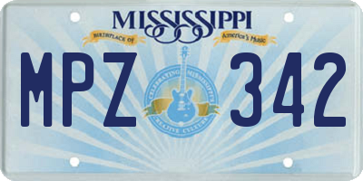 MS license plate MPZ342