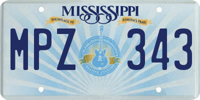 MS license plate MPZ343