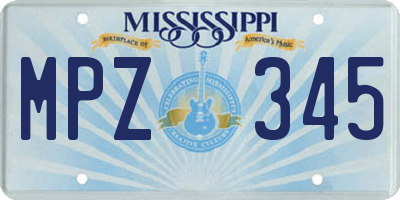 MS license plate MPZ345