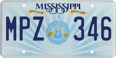 MS license plate MPZ346