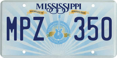 MS license plate MPZ350