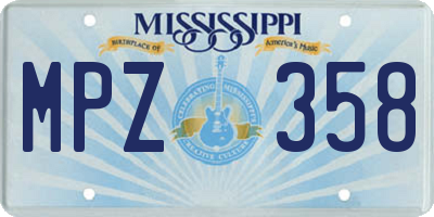 MS license plate MPZ358