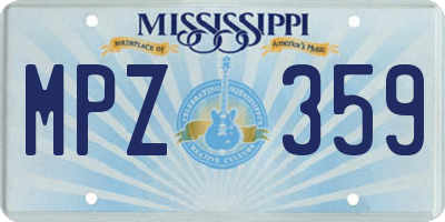 MS license plate MPZ359