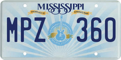 MS license plate MPZ360