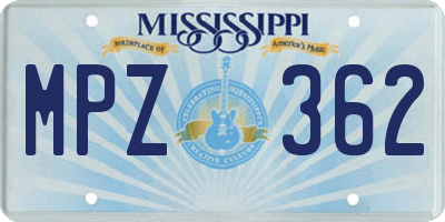 MS license plate MPZ362
