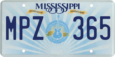 MS license plate MPZ365