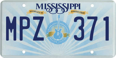 MS license plate MPZ371