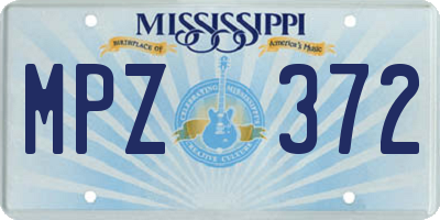 MS license plate MPZ372