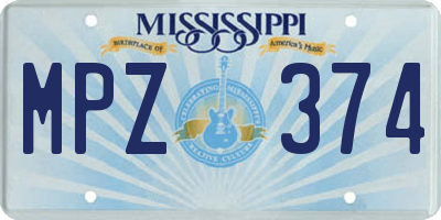 MS license plate MPZ374