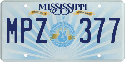 MS license plate MPZ377