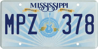 MS license plate MPZ378