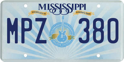 MS license plate MPZ380