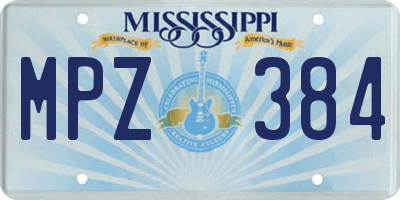 MS license plate MPZ384