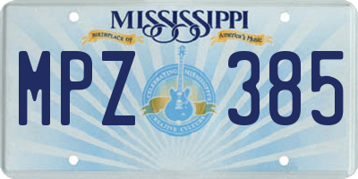 MS license plate MPZ385