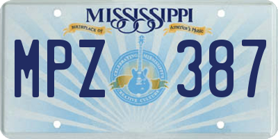 MS license plate MPZ387