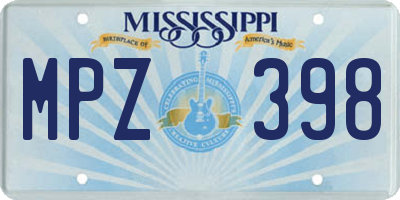 MS license plate MPZ398