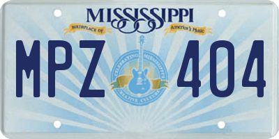 MS license plate MPZ404