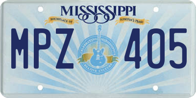 MS license plate MPZ405