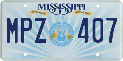 MS license plate MPZ407