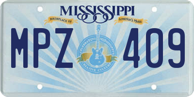 MS license plate MPZ409