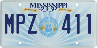 MS license plate MPZ411