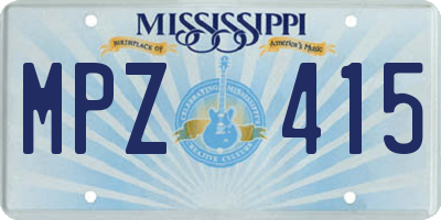 MS license plate MPZ415