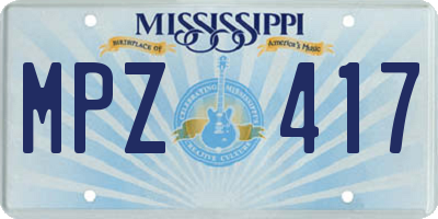 MS license plate MPZ417