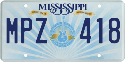 MS license plate MPZ418