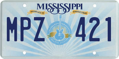 MS license plate MPZ421