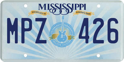 MS license plate MPZ426