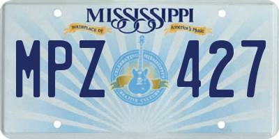 MS license plate MPZ427