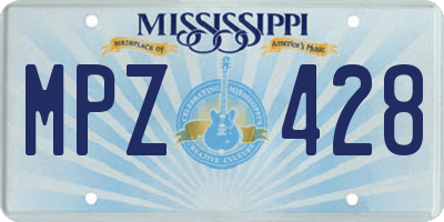MS license plate MPZ428