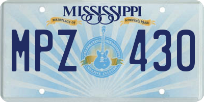 MS license plate MPZ430
