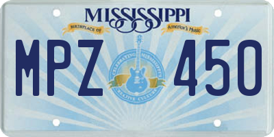MS license plate MPZ450