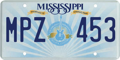 MS license plate MPZ453