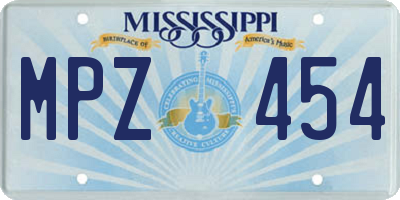 MS license plate MPZ454