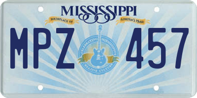 MS license plate MPZ457