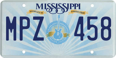 MS license plate MPZ458
